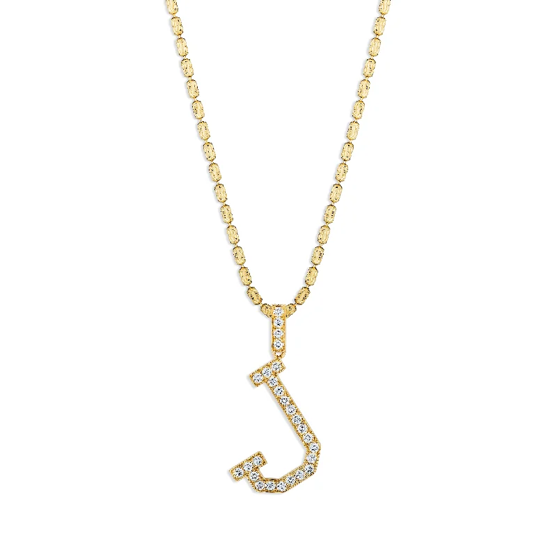 Sabel Collection Yellow Gold Diamond J Initial Pendant