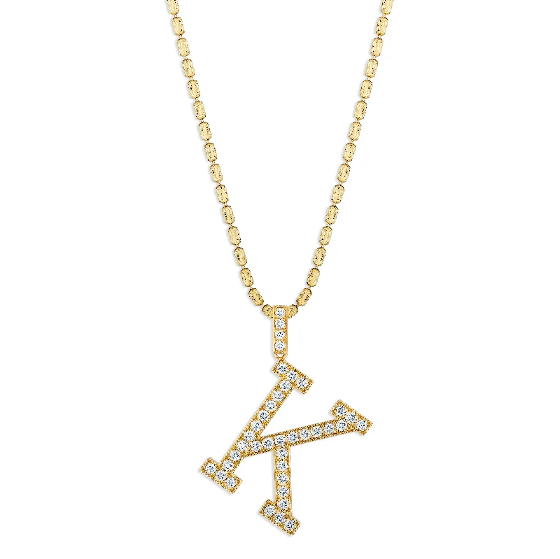 Sabel Collection Yellow Gold Diamond K Initial Pendant