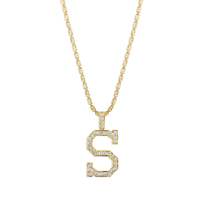 Sabel Collection Yellow Gold Diamond S Initial Pendant