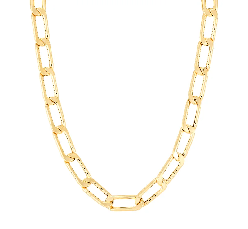 Sabel Collection Yellow Gold Hollow Paperclip Necklace