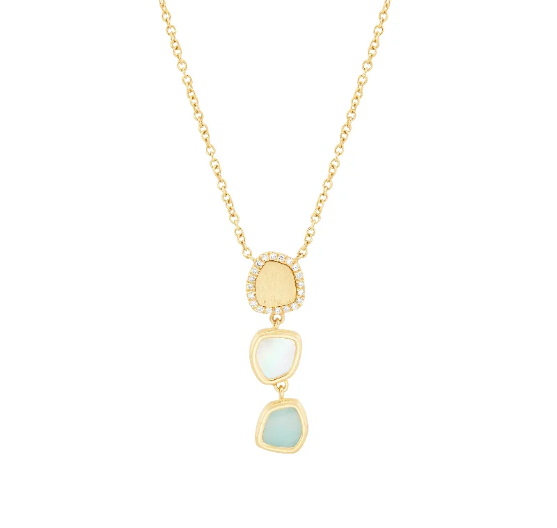 Sabel Collection Yellow Gold Mixed Gemstone Drop Pendant