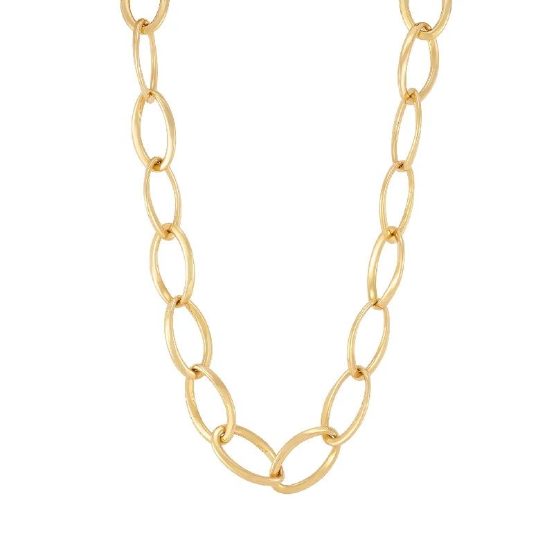 Sabel Collection Yellow Gold Oval Link Necklace