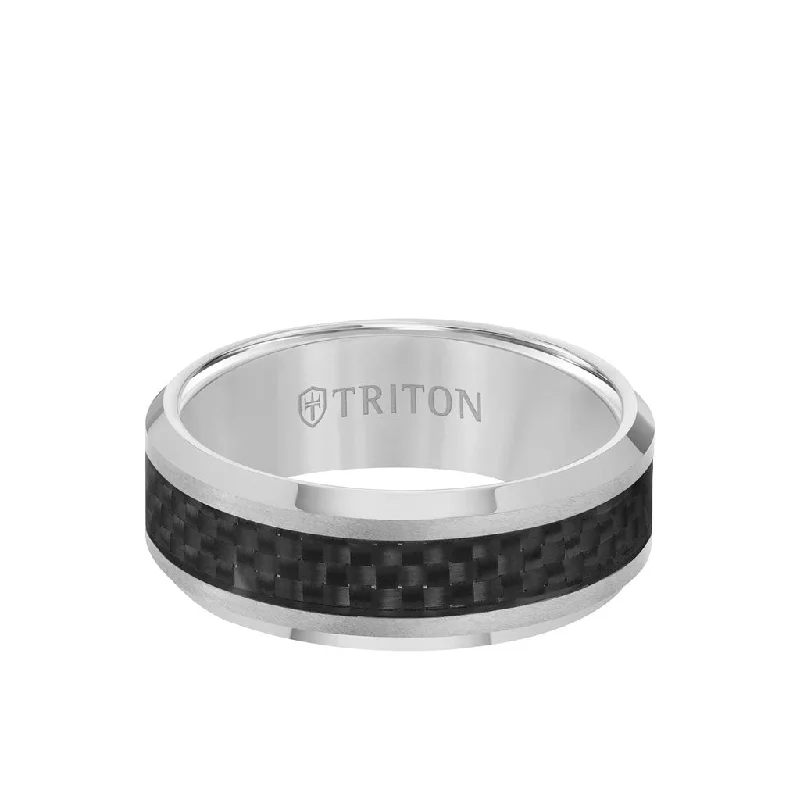 8MM Ring - Black Carbon Fiber Center and Bevel Edge