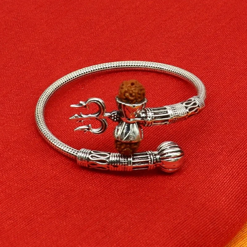 925 sterling silver handmade lord Shiva trident Trishul With Rudraksha bangle divine bracelet kada, best gift for girl's or boy's nssk425