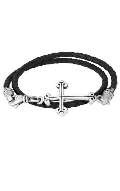 Braided Leather and Silver Bracelet