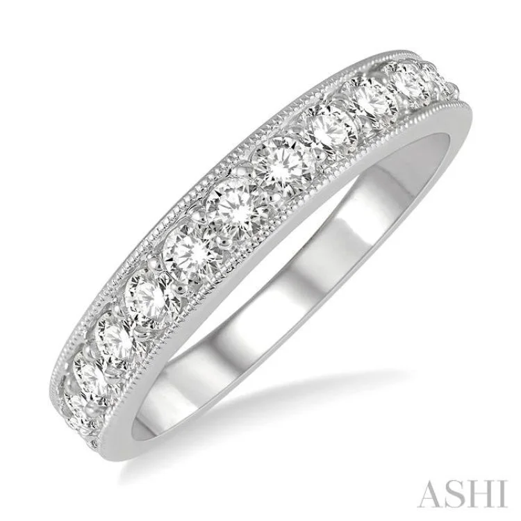 3/4 ctw Round Cut Diamond Wedding Band in 14K White Gold