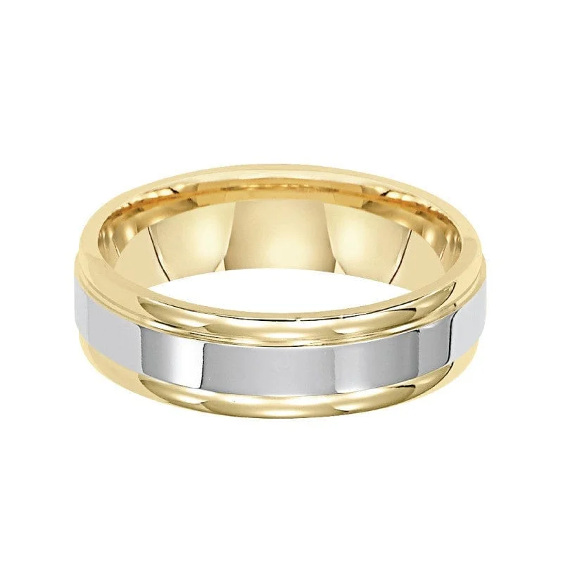 14K Two-Tone Gold Brushed Finish Band