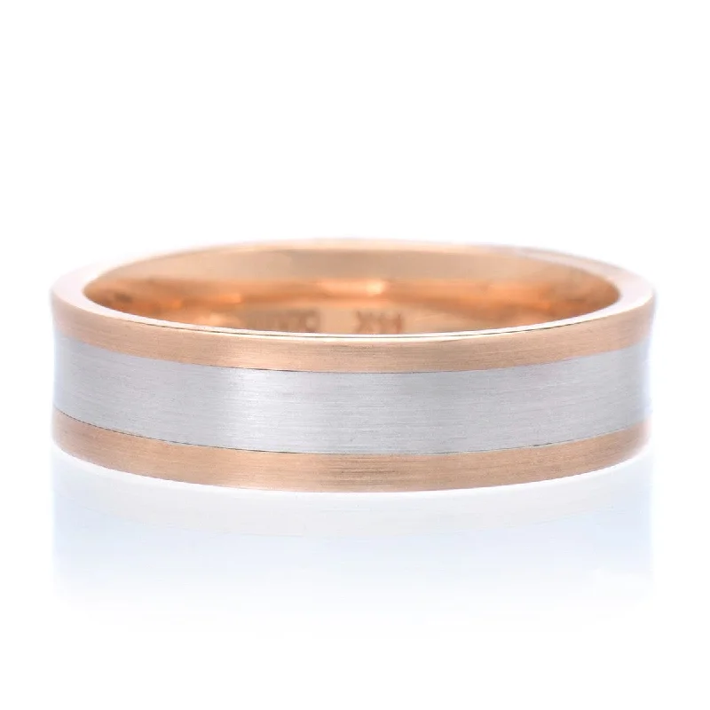 14K White and Rose Gold 6mm Concave Band