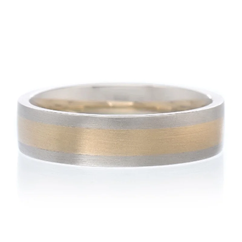 14K Two-Tone Gold 6mm Satin Finish Band