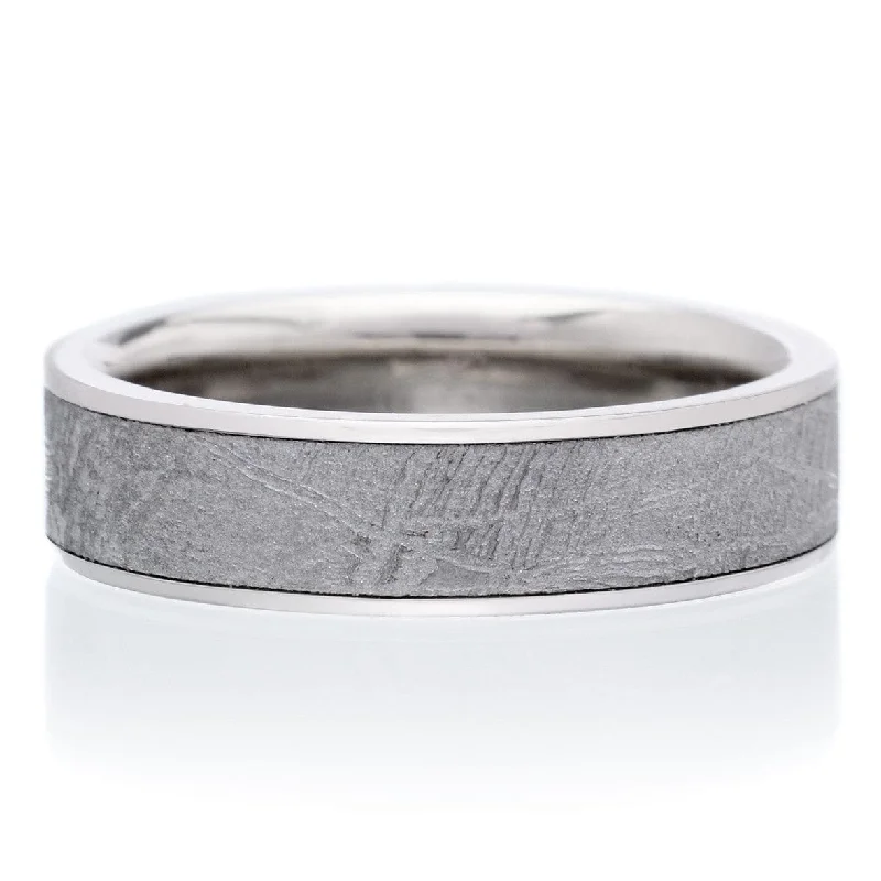 18K White Gold & Palladium Meteorite 6mm Band