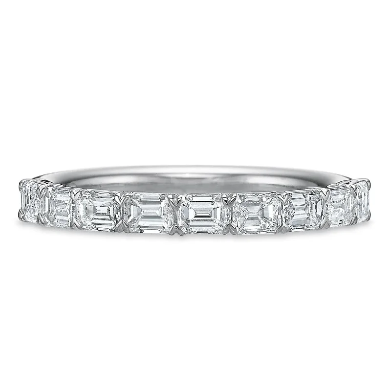 Platinum Grande Air Emerald Cut Diamond Band