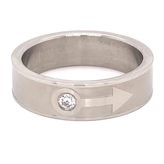 Male Mars Symbol CZ Stainless Steel Ring / RRJ0043