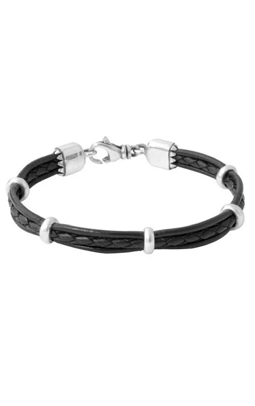 Multi Strand Leather & Silver Bracelet