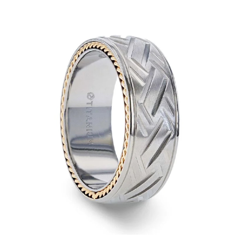 SATURN Woven Pattern Titanium Ring - 8mm