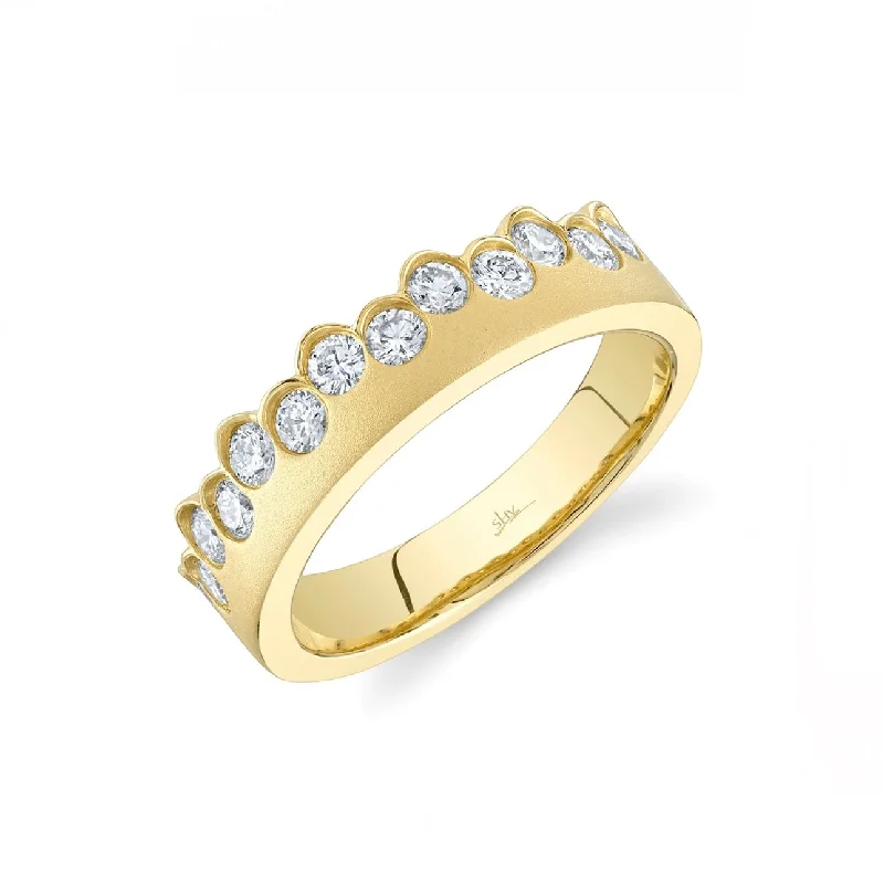 Shy Creation Yellow Gold Bezel Set Diamond Band