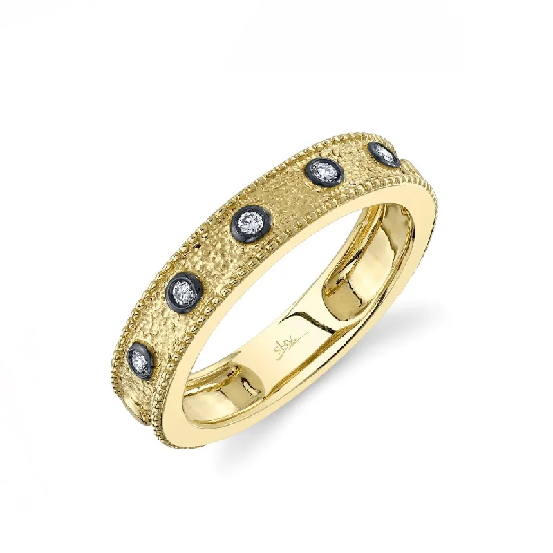 Shy Creation Yellow Gold Bezel Set Diamond Band