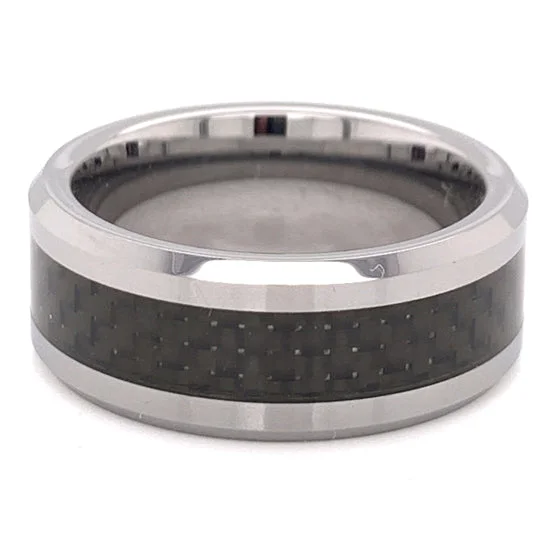 Tungsten Black Fiber Center Comfort Fit Ring / TGR1010