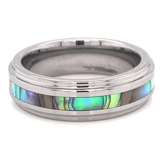 Tungsten Mother Of Pearl Center Comfort Fit Ring / TGR1008