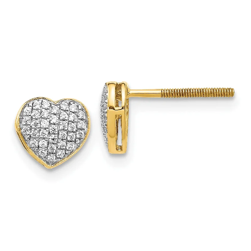 1/5 CTW Diamond Heart Stud Earrings in 14KT Yellow Gold