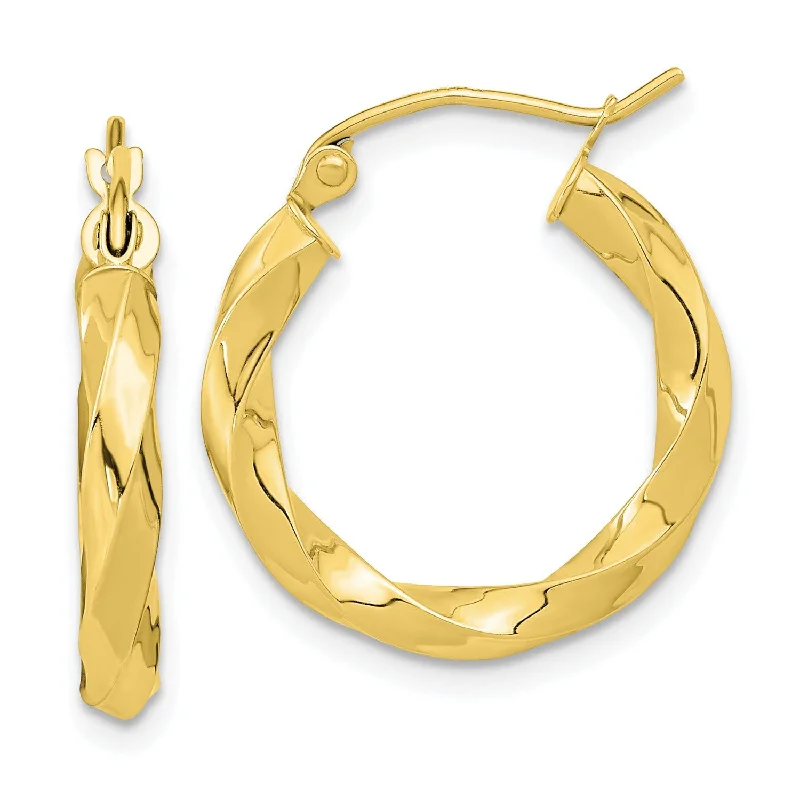 10KT Yellow Gold 20X3MM Twist Hoop Earrings