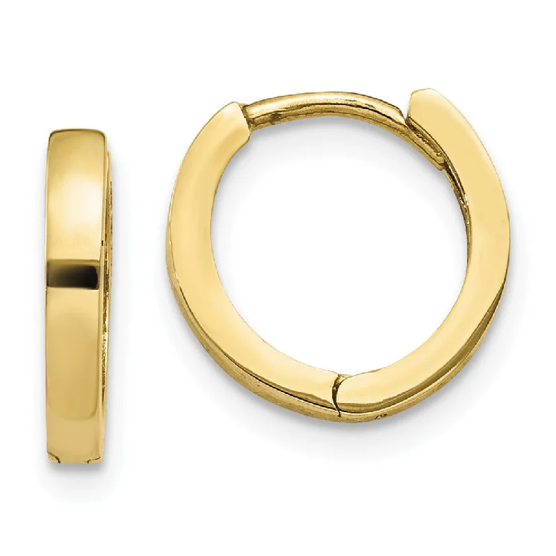 10KT Yellow Gold 8X2MM Hinged Hoop Earrings