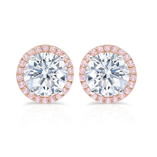 Crislu Platinum Plated Sterling Silver Round Cubic Zirconia Halo Stud Earrings