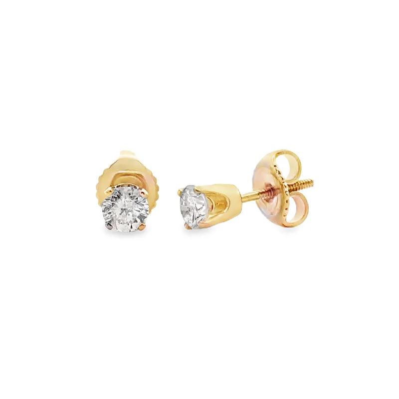 0.43 Cttw. Yellow Gold Diamond Solitaire Earrings