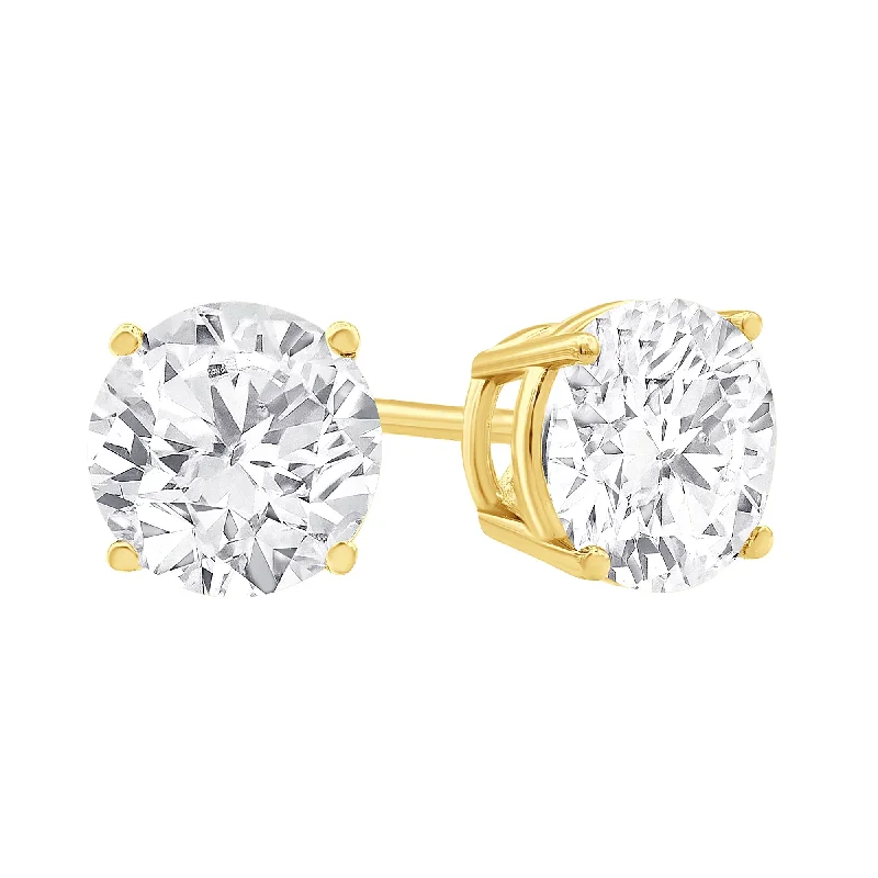 Lab Grown 2.34 Cttw. 14K Yellow Gold Diamond Solitaire Earrings