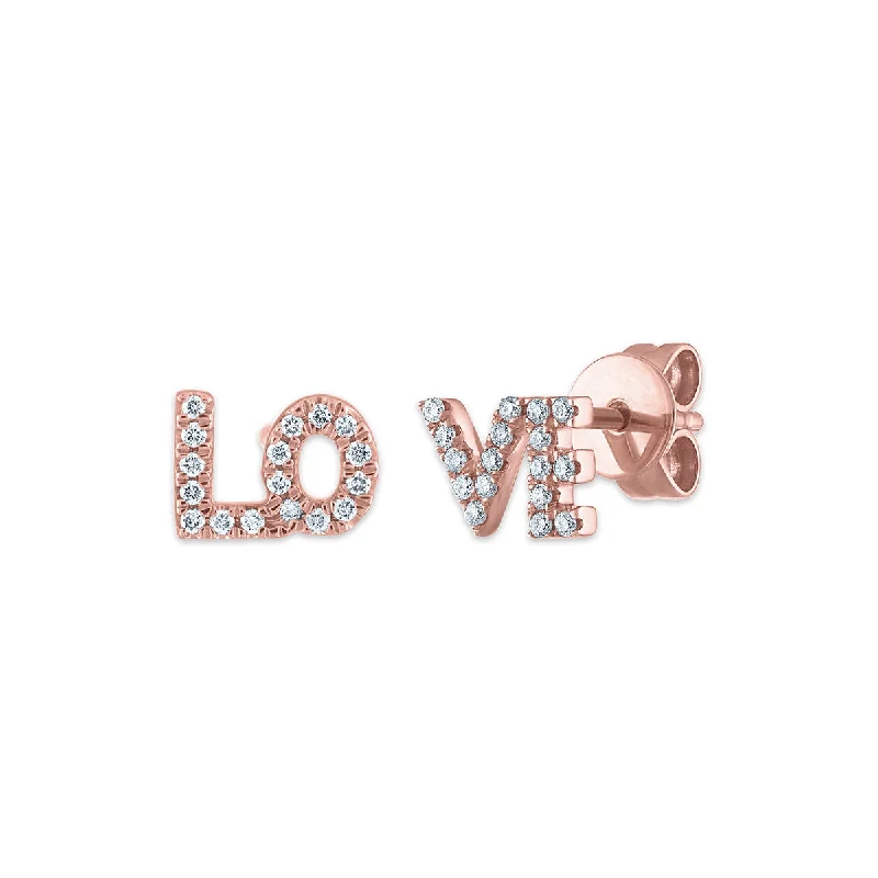 1/10 CTW Diamond LOVE Earrings in 10KT Rose Gold