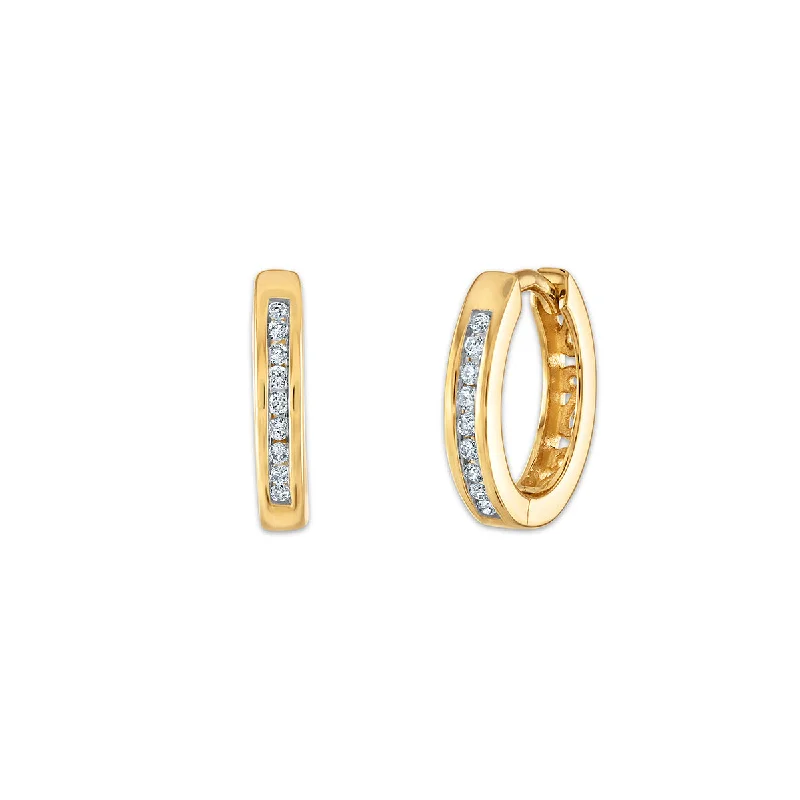 1/10 CTW Diamond Huggie Earrings in 10KT Yellow Gold