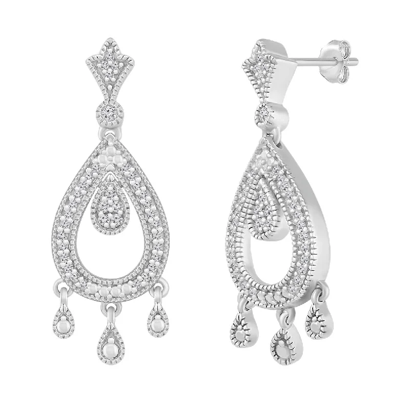 1/6 CTW Diamond Chandelier Earrings in Sterling Silver