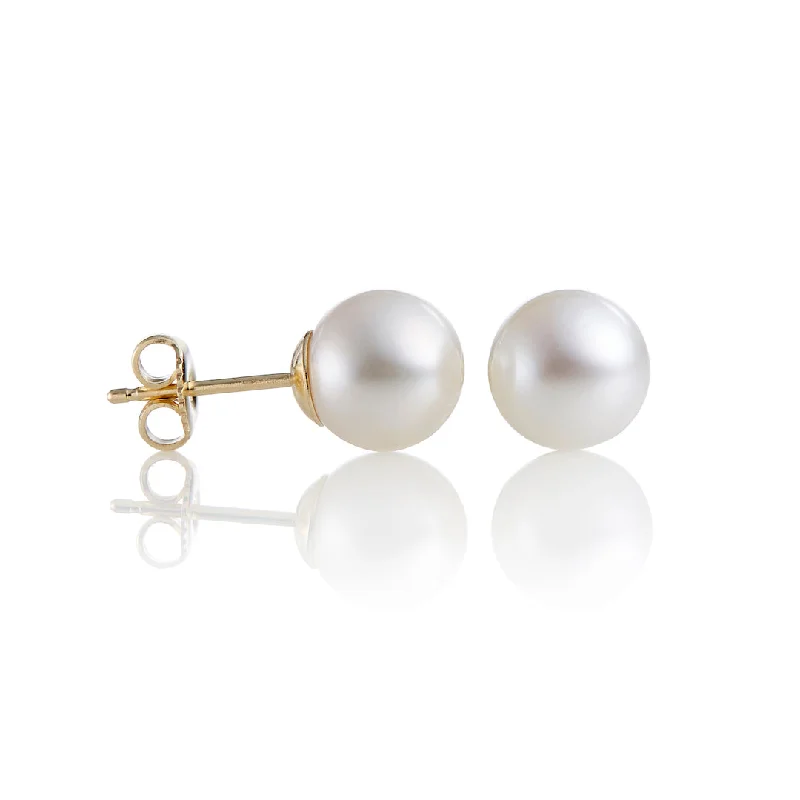 9mm White Pearl Earrings