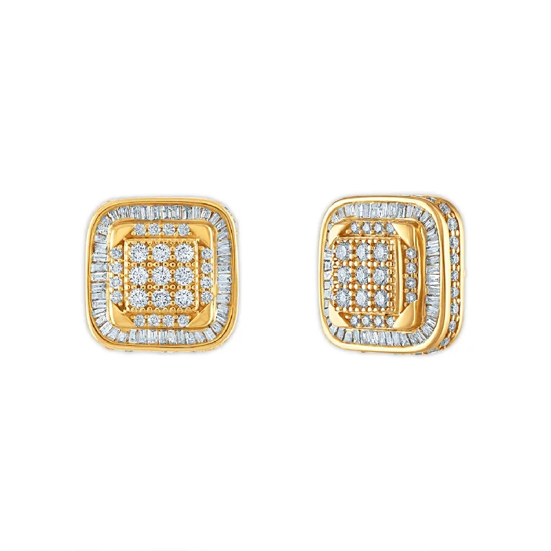 2 CTW Diamond Cluster Stud Earrings in 10KT Yellow Gold