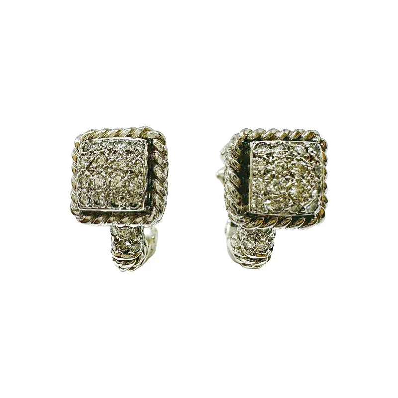 Cassis 18K White Gold Diamond Earrings  with Rope Design