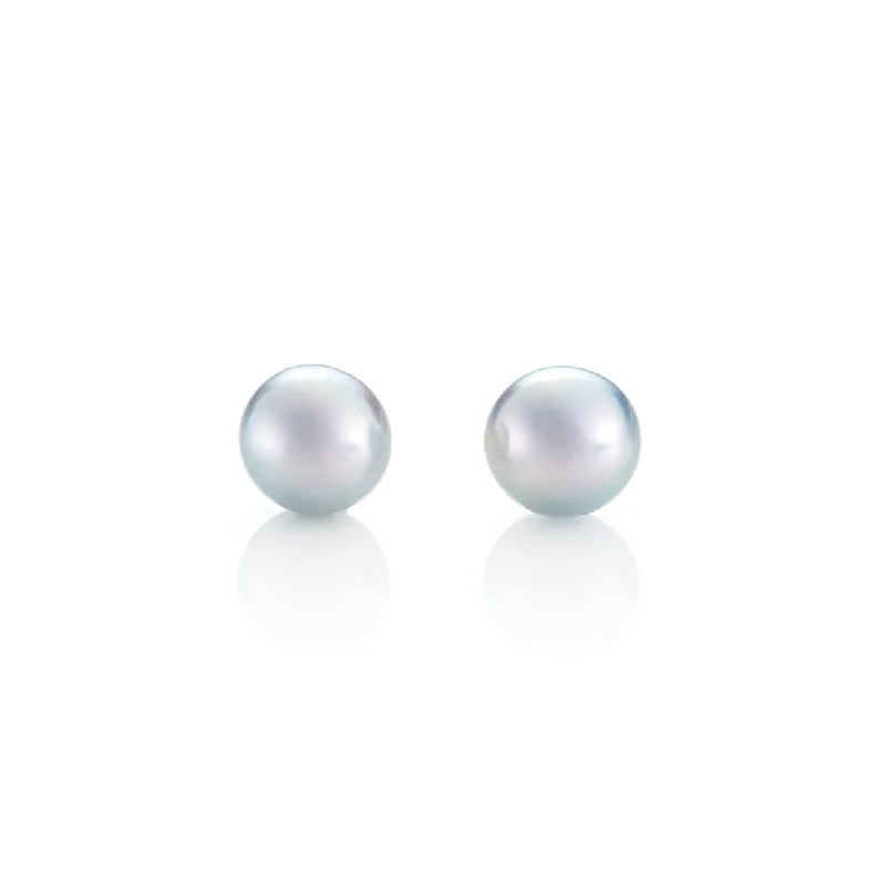 6mm Silver Blue Akoya Pearl Earrings