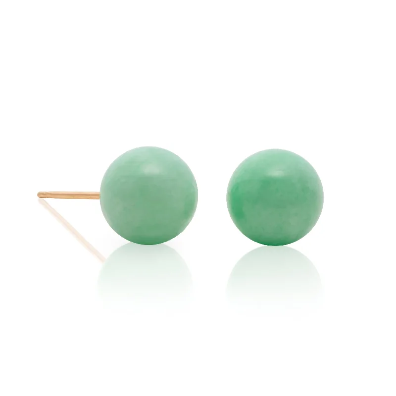 10mm Apple Green Jade Bead Earrings