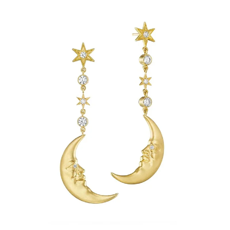 Hanging Crescent Moonface Earrings