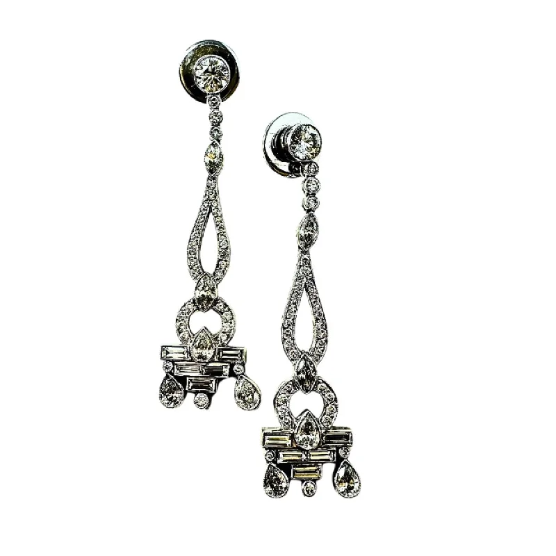 Platinum Diamond Dangle Style Earrings