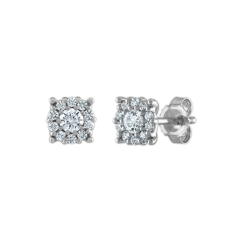 Red Hot Deal 1/2 CTW Round Lab Grown Diamond Cluster Stud Earrings in 10KT White Gold