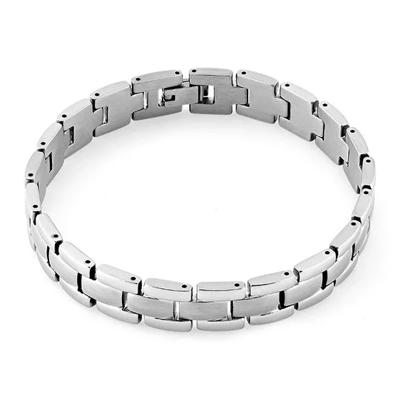 Stainless Steel Block Link Bracelet