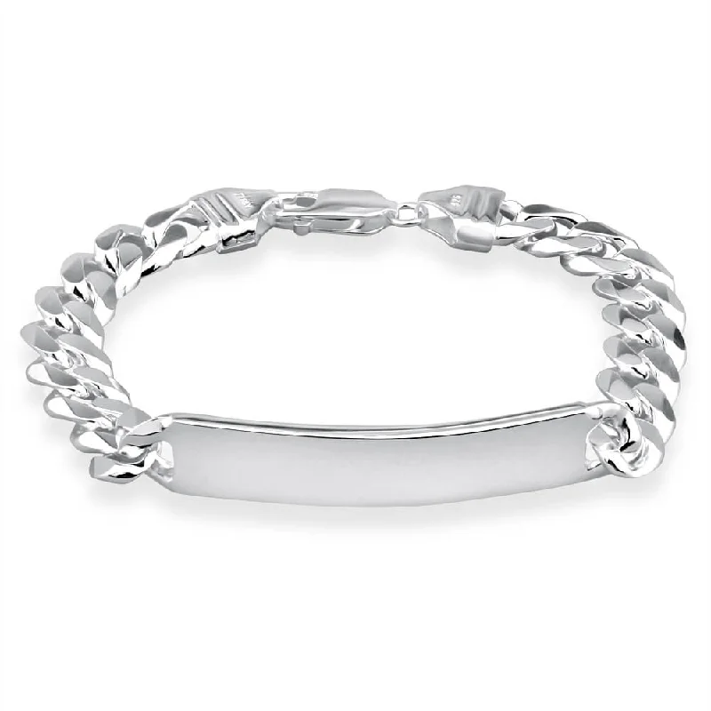 Sterling Silver Heavy Curb 250 Gauge ID Bracelet 21cm