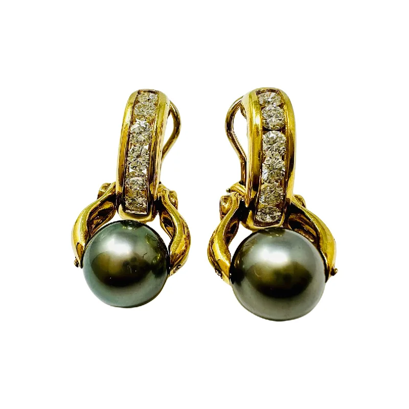 Susan Berman 18K Gold Earrings with Tahitian Pearl