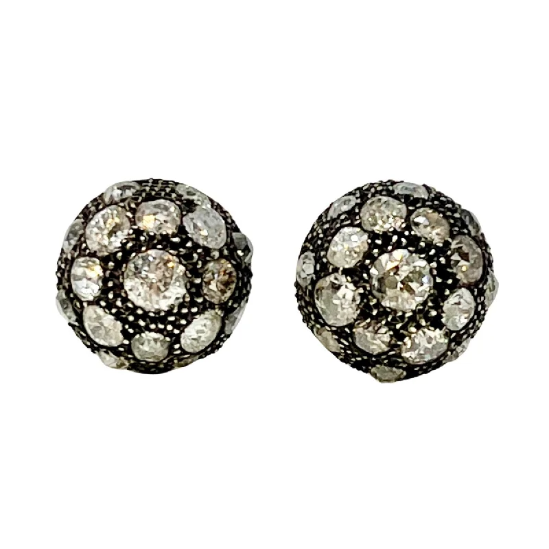 Victorian 14K White and Rose Gold Dome Earrings with Diamonds