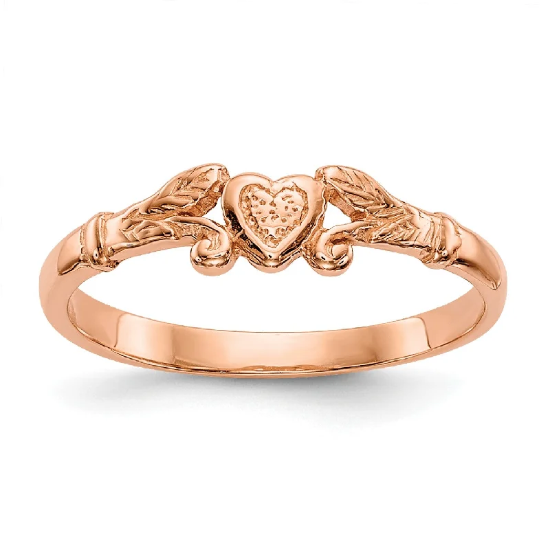 14KT Rose Gold Heart Baby Ring; Size 1