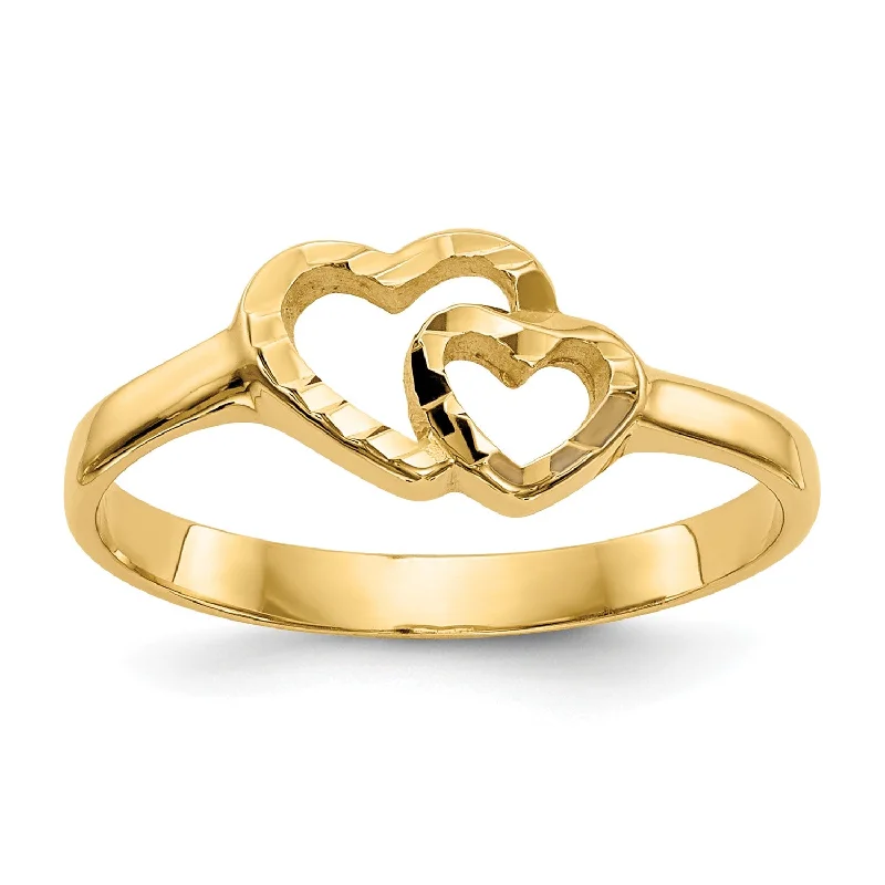 14KT Yellow Gold Childrens Heart Ring; Size 5