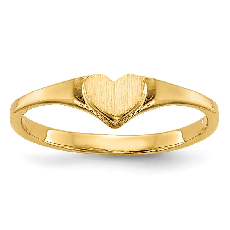 14KT Yellow Gold Childrens Heart Ring; Size 3