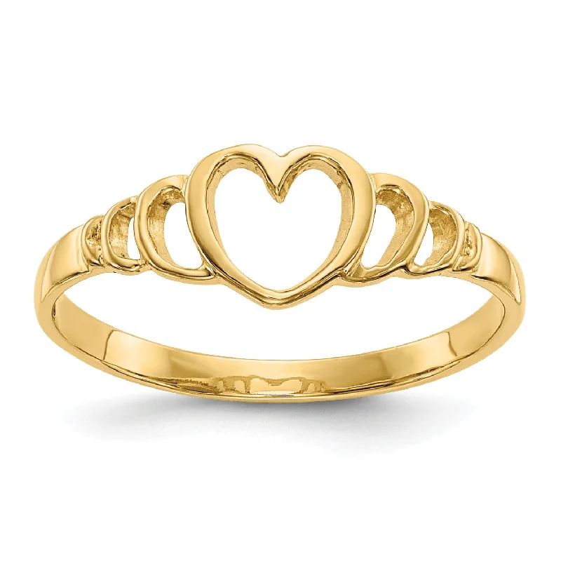 14KT Yellow Gold Childrens Heart Ring; Size 4.5