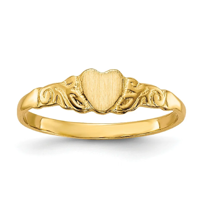 14KT Yellow Gold Childrens Heart Ring; Size 4.5