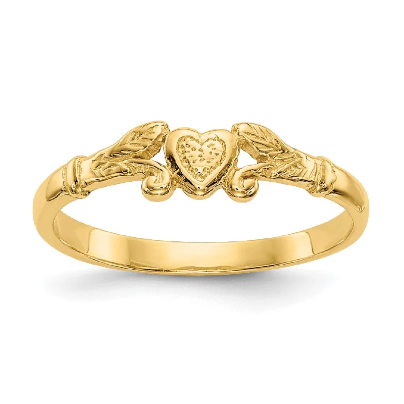 14KT Yellow Gold Heart Baby Ring; Size 1