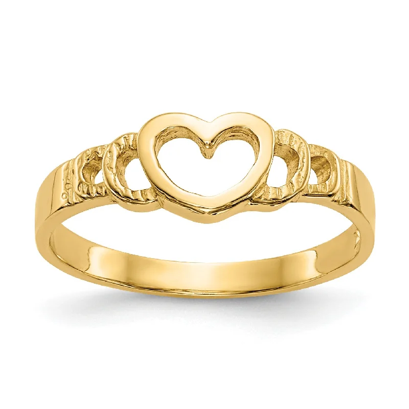 14KT Yellow Gold Heart Baby Ring; Size 3